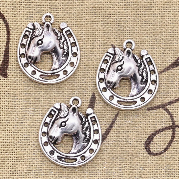 10pcs Charms Horse Steed Horseshoe 21x19mm Antique Making Pendant fit,Vintage Tibetan Silver color,DIY Handmade Jewelry