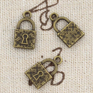 10pcs Charms Lock with Cross Flower 18x10mm Antique Silver Color Making Pendant fit,Vintage Tibetan Bronze,DIY Handmade Jewelry