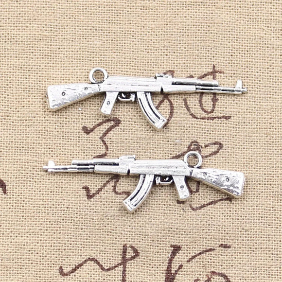 10pcs Charms Machine Gun Assault Rifle 44x15mm Antique Making Pendant fit,Vintage Tibetan Silver color,DIY Handmade Jewelry EF4007