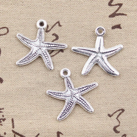 10pcs Charms Marine Starfish 25x26mm Antique Silver Color Pendants Making DIY Handmade Tibetan Finding Jewelry