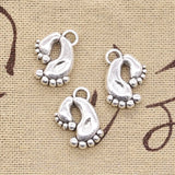 10pcs Charms Mother Baby Foot Feet 19x16mm Antique Silver Color Pendants Making DIY Handmade Tibetan Finding Jewelry