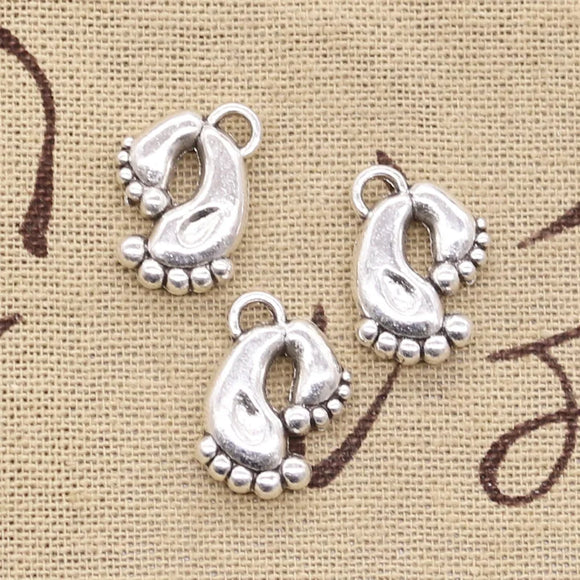 10pcs Charms Mother Baby Foot Feet 19x16mm Antique Silver Color Pendants Making DIY Handmade Tibetan Finding Jewelry