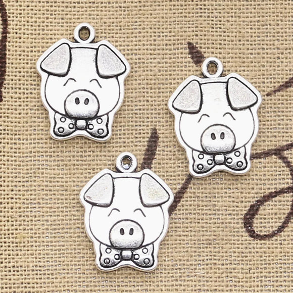 8pcs Charms Pig 20x15mm Antique Making Pendant fit,Vintage Tibetan Bronze Silver color,DIY Handmade Jewelry