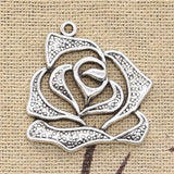 10pcs Charms Rose Flower 26x28mm Antique Silver Color Plated Pendants Making DIY Handmade Tibetan Silver Color Finding Jewelry