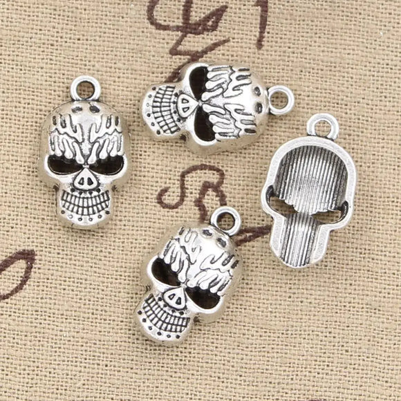10pcs Charms Skeleton Head Skull 21x13mm Antique Making Pendant fit,Vintage Tibetan Bronze Silver color,DIY Handmade Jewelry