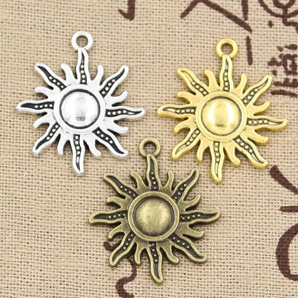 10pcs Charms Sun 28x24mm Hollow Antique charms,pendant fit,Vintage Tibetan Bronze Silver Color golden,DIY Handmade Jewelry