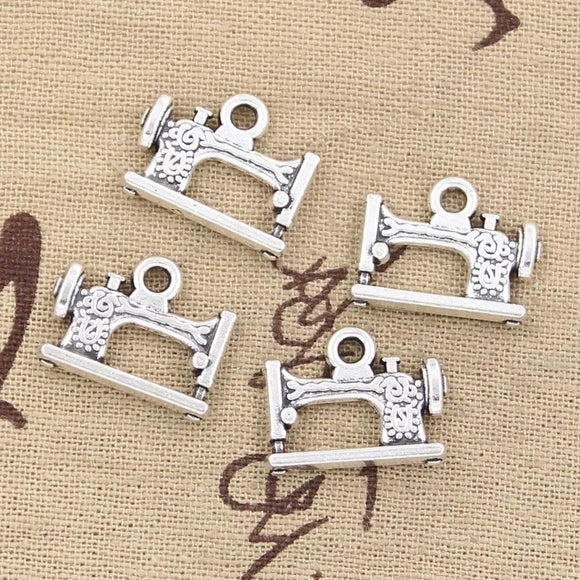 10pcs Charms Vintage Treadle Sewing Machine 20x15mm Antique Making Pendant fit,Vintage Tibetan Silver color, Handmade Jewelry