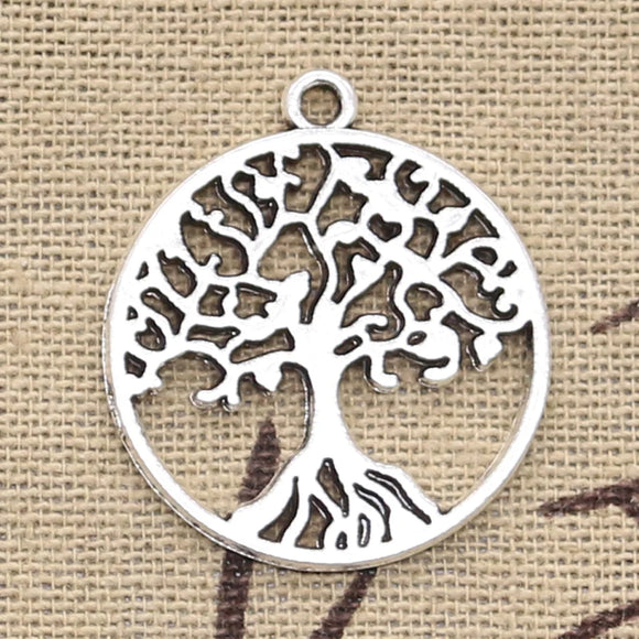 8pcs Charms World Life Tree 29x26mm Antique Silver Color Plated Pendants Making DIY Handmade Tibetan Finding Jewelry