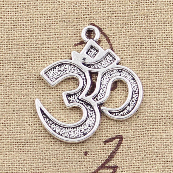 10pcs Charms Yoga Om 30x26mm Antique Tibetan Silver Color Pendant Findings Accessories DIY Vintage Choker Handmade Jewelry