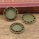 10pcs Fit 14mm Round Glass Cabochon Base Setting Hot Antique Bronze Silver Color Color Pendant Tray For Jewelry DIY Making