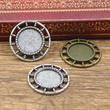 10pcs Fit 14mm Round Glass Cabochon Base Setting Hot Antique Bronze Silver Color Color Pendant Tray For Jewelry DIY Making