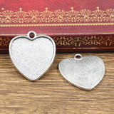 8pcs Fit 20mm Heart Simple Glass Cabochon Base Setting Hot Antique Bronze Silver Color Color Pendant Tray For Jewelry DIY Making