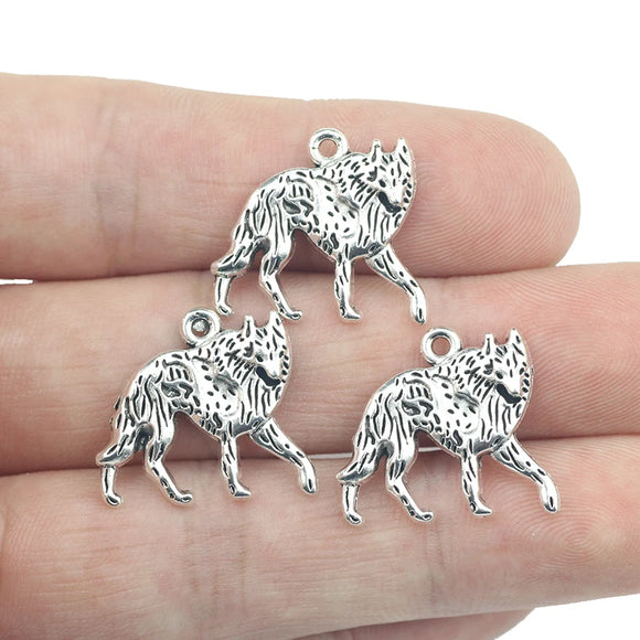 8pcs/lot 20*20mm Antique Silver Color Animal Wolf Charm Pendant DIY Handmade Jewelry Accessories