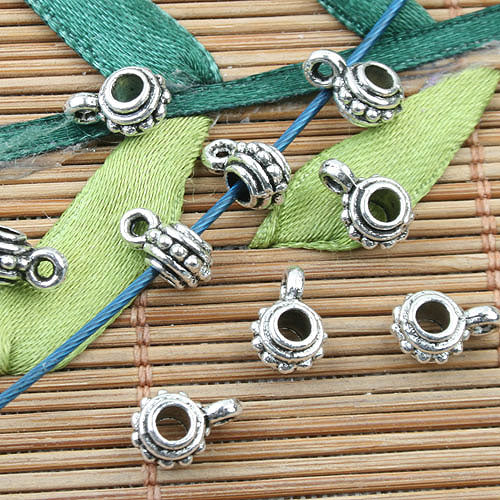 2000pc Tibetan Silver color round spacer bail charms  EF0029