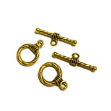 10sets Tibetan Silver color round lines pattern Toggle Clasps EF0338