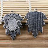 2 piezas TAMAÑO: 18*25 mm Borde de hoja de plata tibetana Engaste de cabujón ovalado EF2171 ef2170