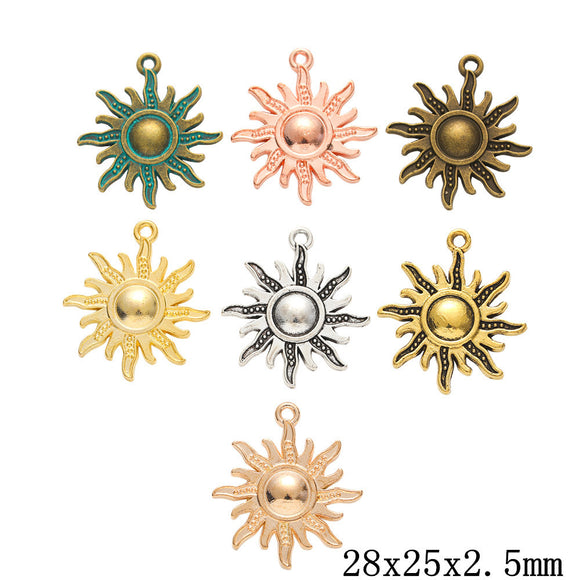10pcs 28x25mm 3 Colors Sun Charms Sun Pendant Charms For Jewelry Making EF3599