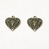 10pcs Charms Heart Butterfly 22x20mm Tibetan Silver Color Pendants Antique Jewelry Making EF3634