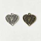10pcs Charms Heart Butterfly 22x20mm Tibetan Silver Color Pendants Antique Jewelry Making EF3634