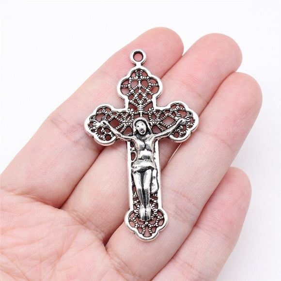 52x31mm Tibetan Silver Alloy Charm religion Cross Pendant 4pcs/lot ef3722