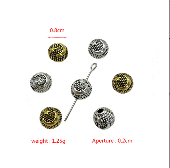 8mm 10pc Star Moon Alloy Bead Bracelet Necklace Beaded Loose Bead Separation DIY Alloy Jewelry Accessories Accessories EF3891