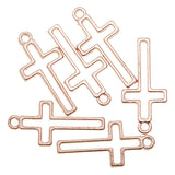 30pcs Charms Hollow Cross 23x11mm Antique Silver Color Pendants Making DIY Handmade Tibetan Finding Jewelry EF3976