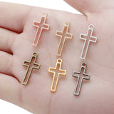 30pcs Charms Hollow Cross 23x11mm Antique Silver Color Pendants Making DIY Handmade Tibetan Finding Jewelry EF3976
