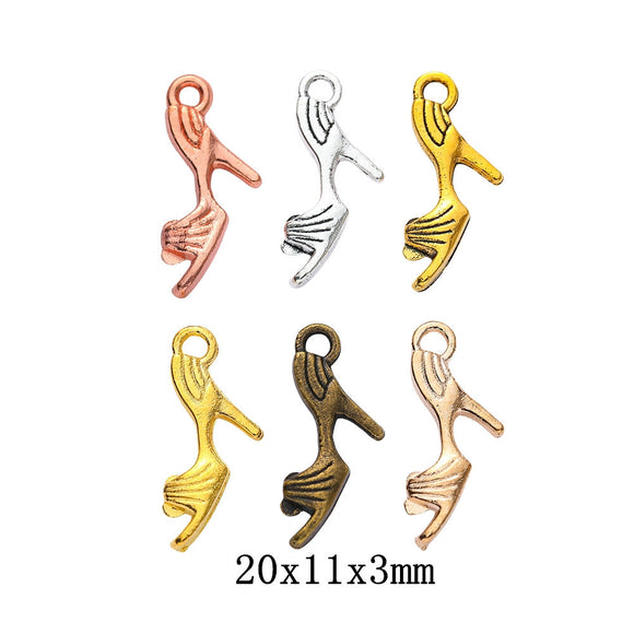High Quality 10 Pieces/Lot 9mm*20mm Gold Color High Heeled Shoes Charm Jewelry Making Charms EF4186