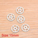 10 colgantes de engranajes Steampunk de 23 mm para joyería, color plata antigua, EF4242