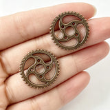 10 colgantes de engranajes Steampunk de 23 mm para joyería, color plata antigua, EF4242