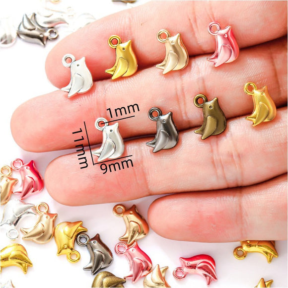 20pcs 11x9mm Tiny Bird Charm Cute Bird Charms For Jewelry Making Antique Silver Color Bird Charms ef4044
