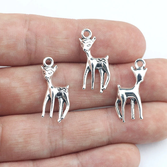 20Pcs 11*22mm Antique Silver Color Cute Deer Charms Necklace Earrings Pendant For Women DIY Jewelry Making Wholesale