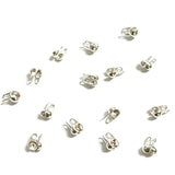 30pc 5mm FASTEN 2mm Silver & White K Clamshell Bead Tips, Crimp Cord Ends for DIY Bracelet Necklace Jewelry Findings G0011
