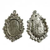 5pc 48x32mm 9.4g/pc Antique Silver 18×25mm Oval Bezel Pendant, Photo Frame Charm for DIY Jewelry G0139