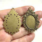 6PC 48X32MM 7.3G/PC Antique Bronze 18×25MM OVAL BEZEL PENDANT, PHOTO FRAME CHARM FOR DIY JEWELRY G0148