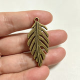 5pc 46x22mm 4g/pc Antique Bronze Leaf Charm, Hollow Zinc Alloy Pendant for DIY Jewelry G0189