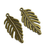 5pc 46x22mm 4g/pc Antique Bronze Leaf Charm, Hollow Zinc Alloy Pendant for DIY Jewelry G0189