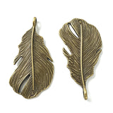 5pc 48x25mm 5.4g/pc Antique Bronze Feather Charms Vintage Alloy Pendants DIY Jewelry Making Necklace Bracelet Findings G0240