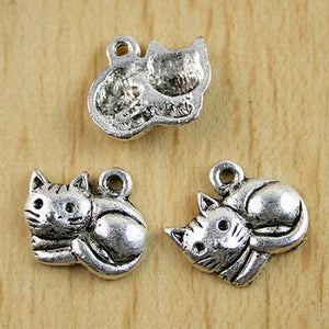 10pcs 14mm Tibetan silver crafted cat Pendant EF3862