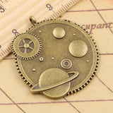 Colgantes del Sistema Solar de la galaxia tibetana, colgantes de Color bronce y plata, fabricación de joyas antiguas, artesanía hecha a mano DIY, 41x37mm, 5 piezas
