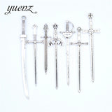 3 Color Mixed Alloy Antique Knight Sword Charms for Jewelry Making DIY Handmade Weapons Pendant