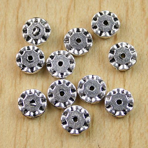 60pcs 6*1.8mm Tibetan Silver Gear Beads H0516