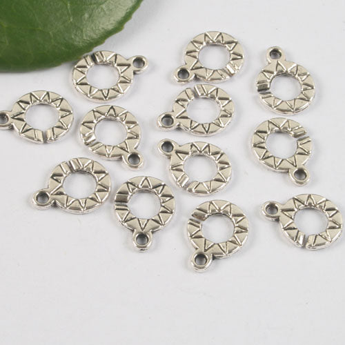 20pc 10mm Hidden Silver Retro Alloy Geometric Circle Pendant h0650