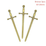 3 Color Mixed Alloy Antique Knight Sword Charms for Jewelry Making DIY Handmade Weapons Pendant