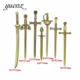 3 Color Mixed Alloy Antique Knight Sword Charms for Jewelry Making DIY Handmade Weapons Pendant