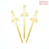 3 Color Mixed Alloy Antique Knight Sword Charms for Jewelry Making DIY Handmade Weapons Pendant