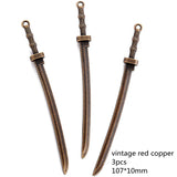 6 Color Mixed Alloy Antique Knight Sword Charms for Jewelry Making DIY Handmade Weapons Pendant 107*10mm