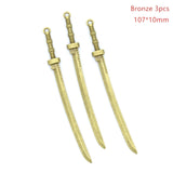 6 Color Mixed Alloy Antique Knight Sword Charms for Jewelry Making DIY Handmade Weapons Pendant 107*10mm