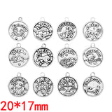 12pcs(1set) Wholesale 3 Color Zodiac Charms Alloy Metal Constellation Pendants For DIY Handmade Jewelry Accessories Making