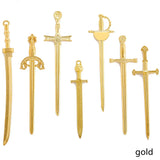 7style 7pcs 6 Color Samurai Knife Charms Alloy Metal Katana Pendants For DIY Handmade Jewelry